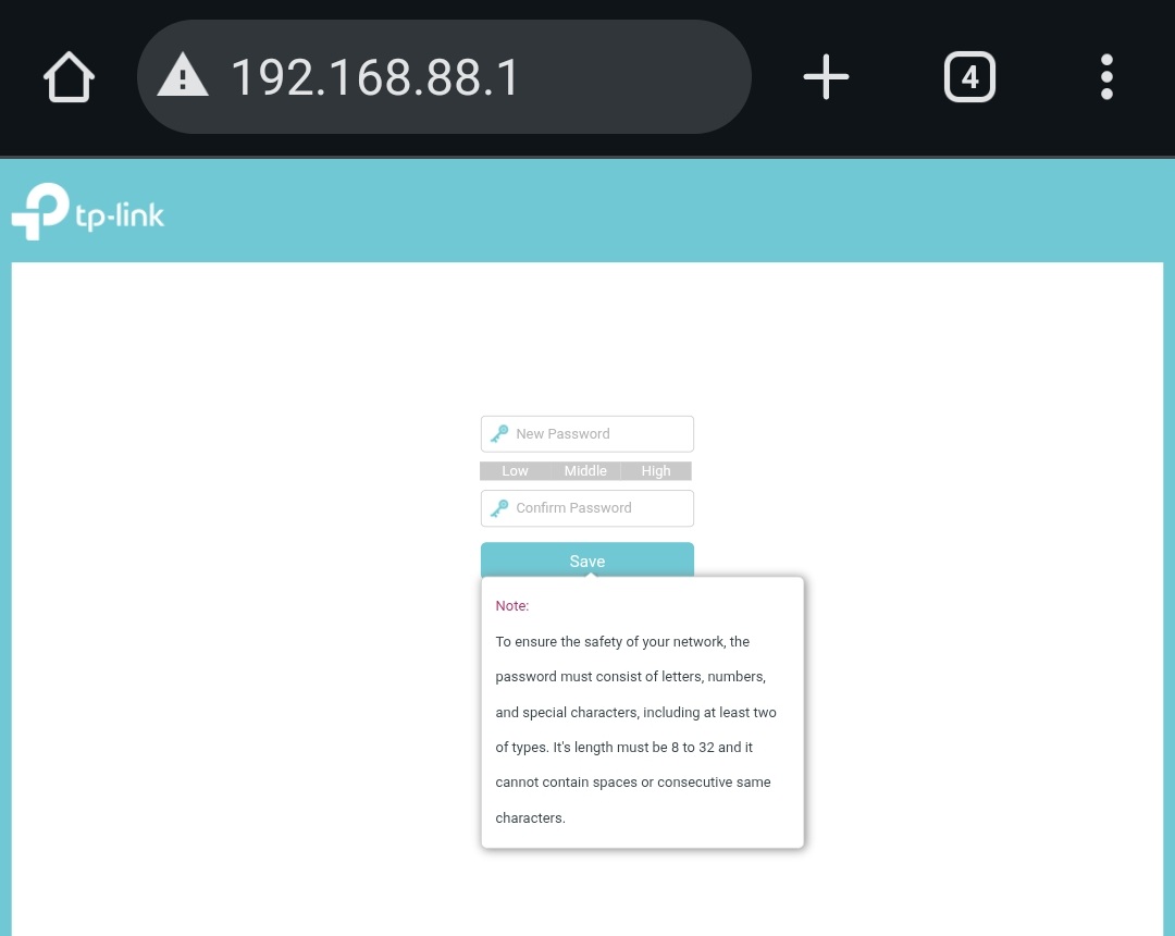 Log på routerens admin-interface