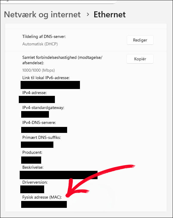 MAC adresse på Windows Step 3