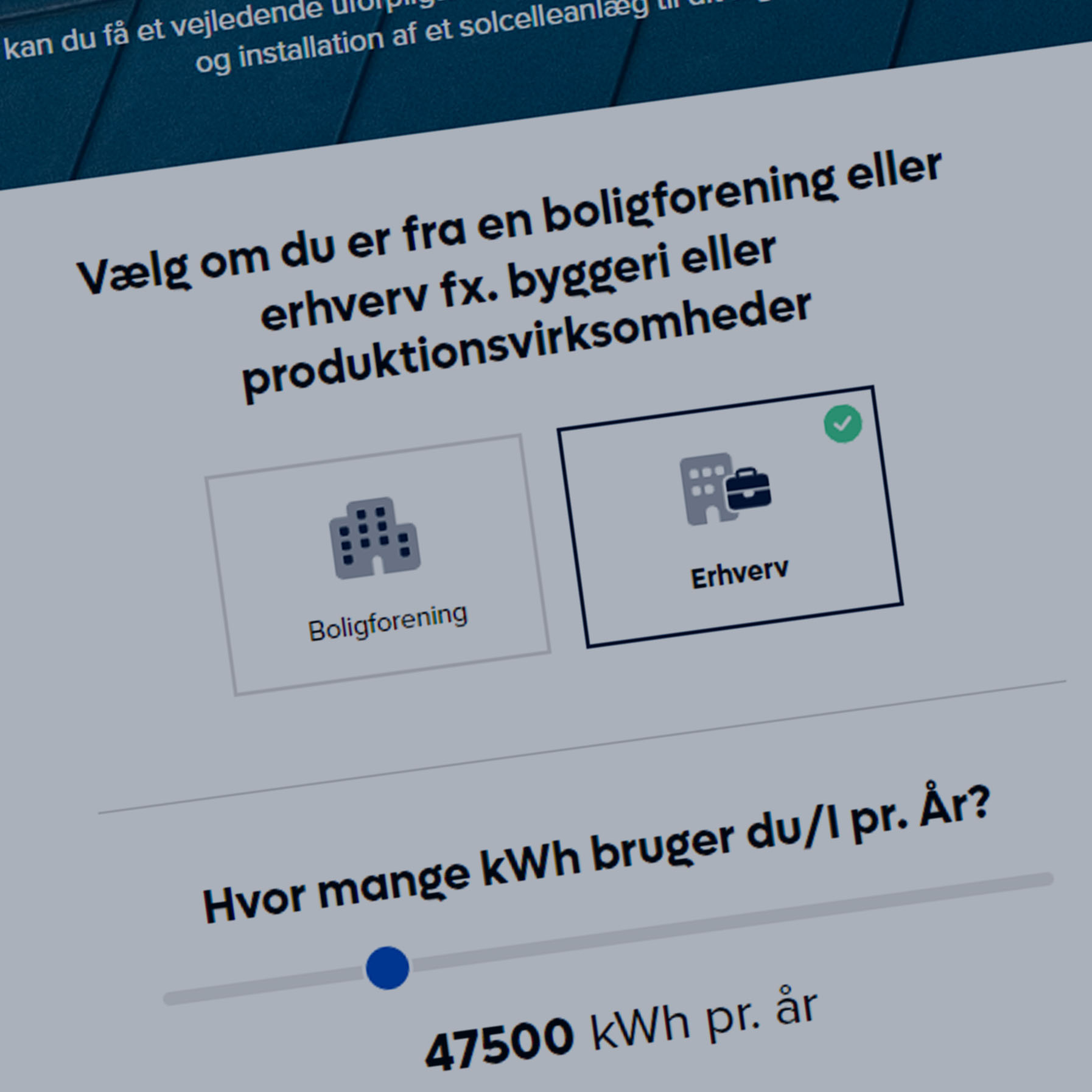 Prisberegner Solceller Erhverv Blue