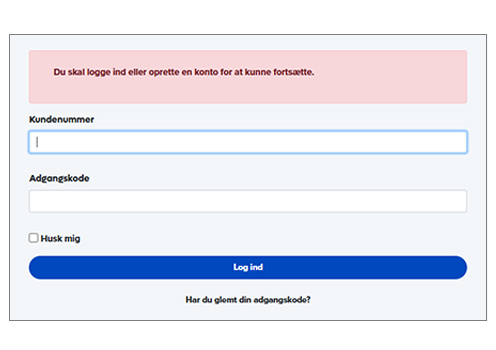 DKTV registreringsside Step 2 - ikke genkendt